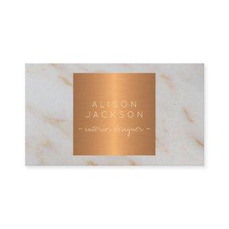 Grey marble metallic copper gold interior designer