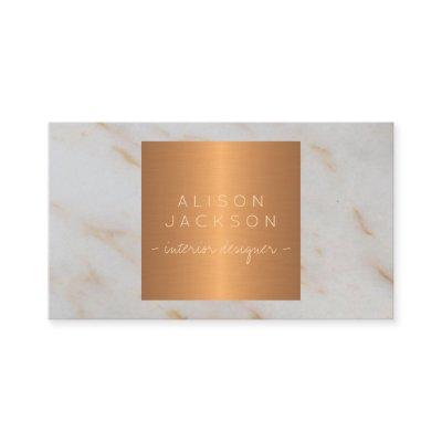 Grey marble metallic copper gold interior designer