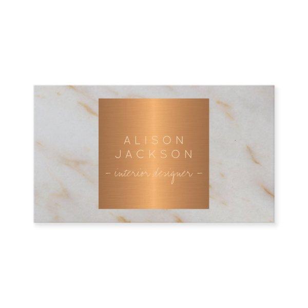 Grey marble metallic copper gold interior designer