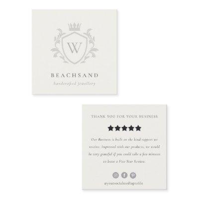 Grey Monogram Floral Crown Crest Review Request Square