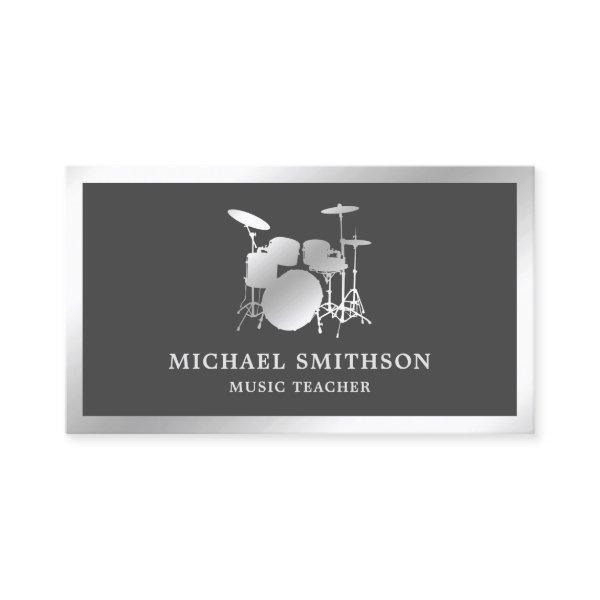 Grey Music Teacher Silver Foil Drum Kit Drummer