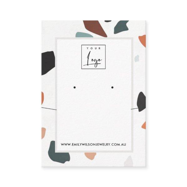 Grey Orange Terrazzo Earring Necklace Display Logo