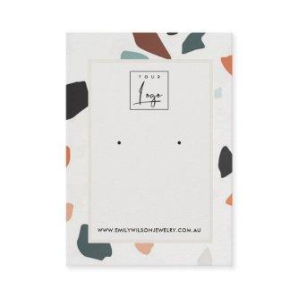Grey Orange Terrazzo Earring Stud Display Logo