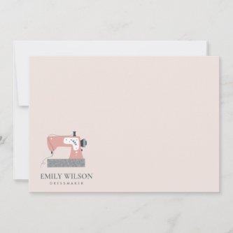GREY PEACH PINK SEWING MACHINE TAILOR BUSINESS NOTE CARD