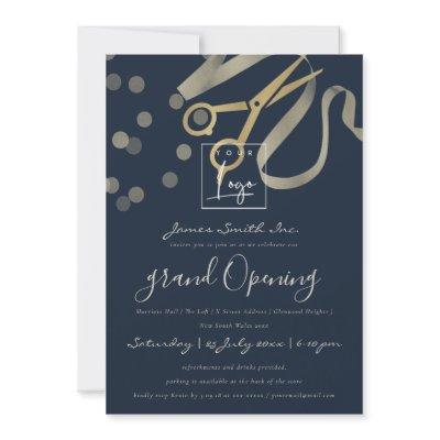 GREY PEARL SILVER RIBBON CUTTING GRAND OPENING INVITATION