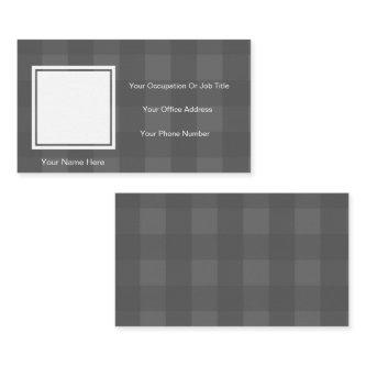 Grey Plaid Checkered Photo Name Phone Template Calling Card