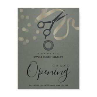 GREY SILVER RIBBON CUTTING GRAND OPENING INVITE