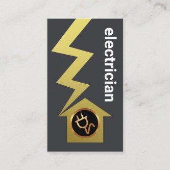 Grey Simple Gold Lightning Home Electrician