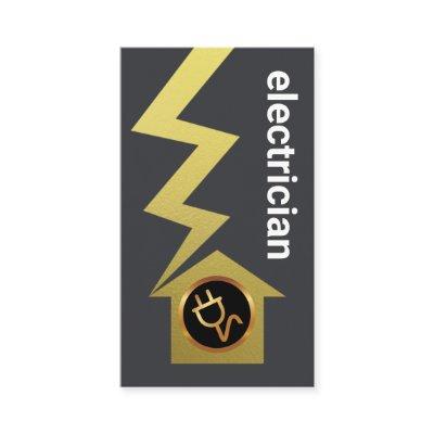 Grey Simple Gold Lightning Home Electrician