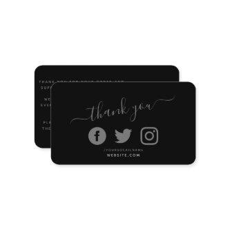 Grey social icons QR code thank you discount Enclosure Card