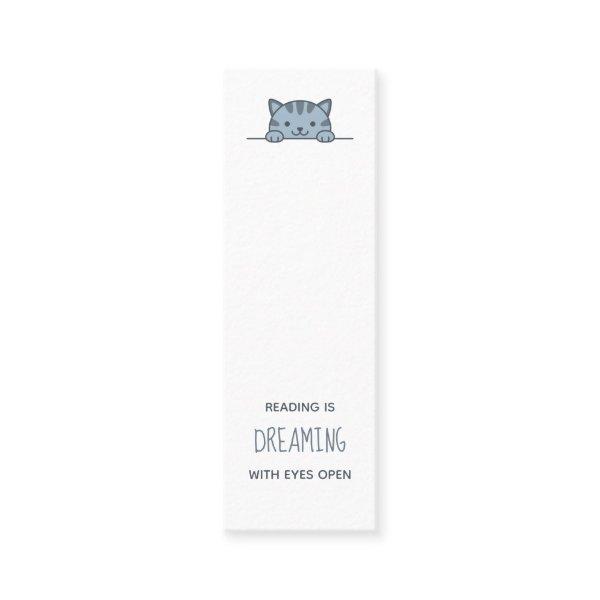 Grey Tabby Cat Peeking above Bookmark Quote Mini