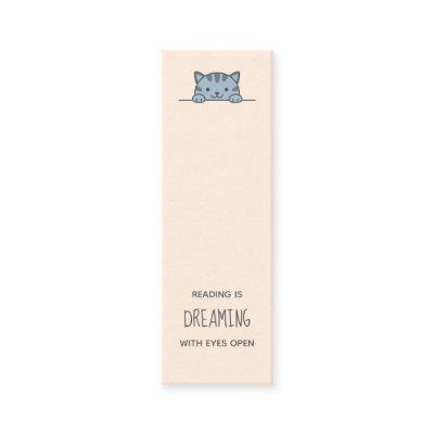Grey Tabby Cat Peeking above Bookmark Quote Mini