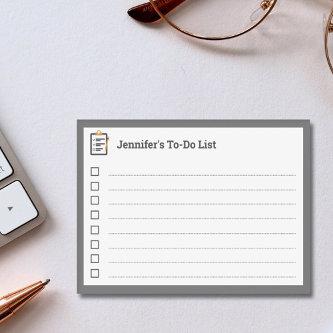 Grey To-Do List with Clipboard and Pen  Post-it Notes