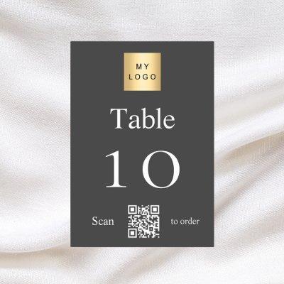 Grey white business logo QR code table number