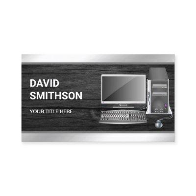 Grey Wood Desktop PC Computer Repair Technician