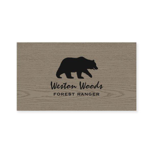 Grizzly Bear Silhouette on Faux Wood | Wildlife