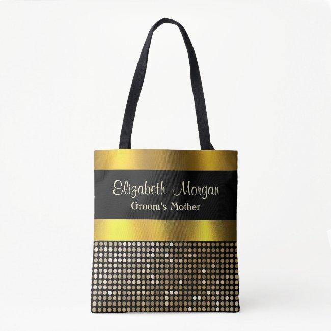 Groom Mother Elegant Classy Gold Damask Embossed Tote Bag