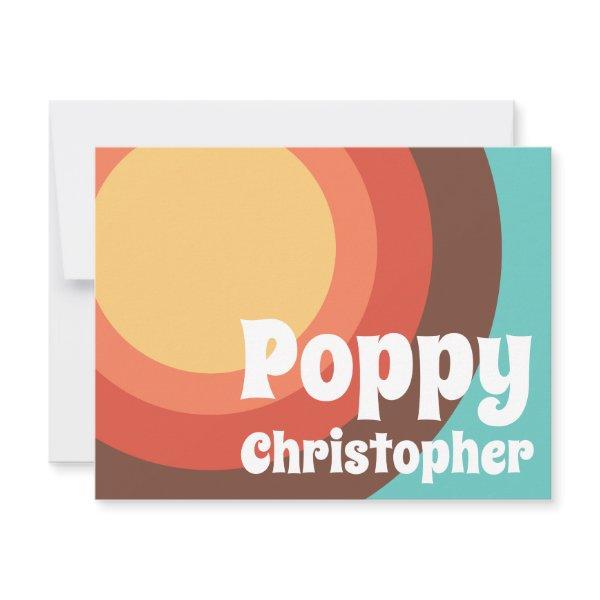 Groovy Modern Retro Colorful Curves Bold Friendly Note Card