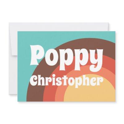 Groovy Modern Retro Colorful Curves Personalized Note Card