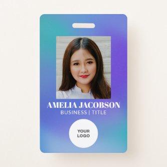 Groovy Purple Gradient Employee Photo ID Logo Badge