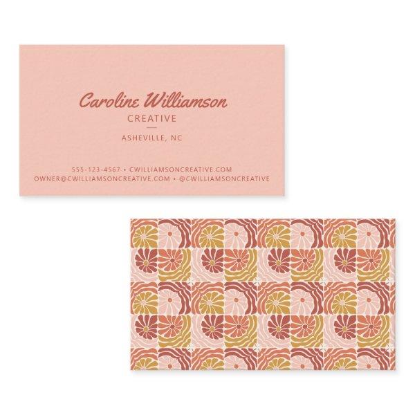 Groovy Retro Boho Blush Pink Red Botanical Trendy
