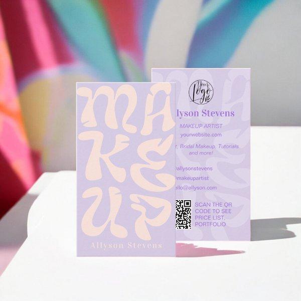 Groovy retro lavender logo qr code Makeup