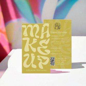 Groovy retro lime green logo qr code Makeup