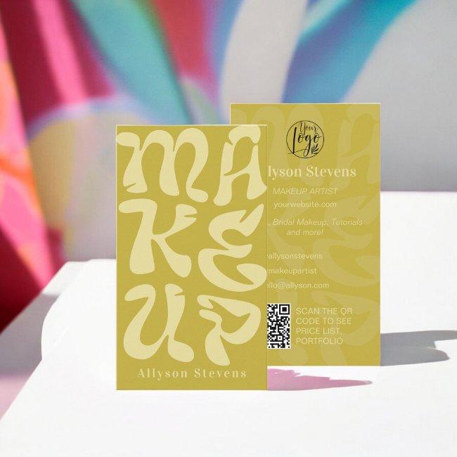 Groovy retro lime green logo qr code Makeup