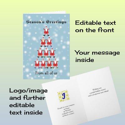 Group customized tree of santas holiday card