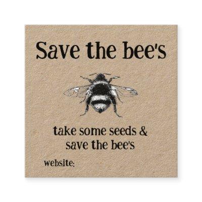 Grow Seeds or Bulbs Card Inset- Save the bee's