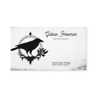 Grunge Black and White Crow Silhouette Tattoo