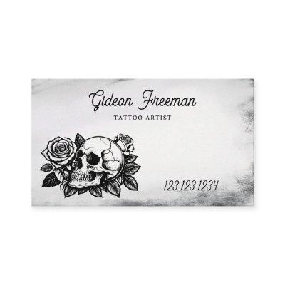 Grunge Black and White Skull Rose Tattoo Artist