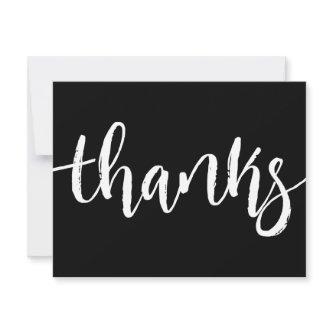 Grunge Thanks Business Logo on Back Black White  Thank You Card