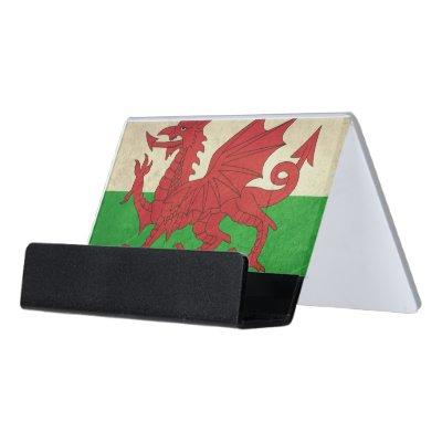 Grunge Welsh Dragon flag illustration Desk  Holder