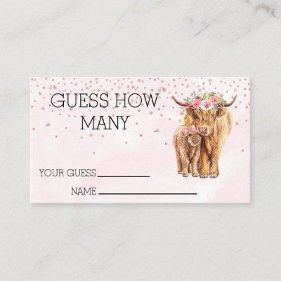 Guess how Many Baby Shower Highland Cow Game