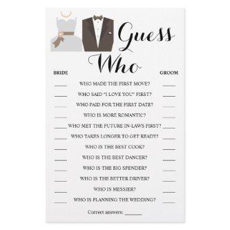 Guess Who Bride & Groom Shower Game Card Flyer