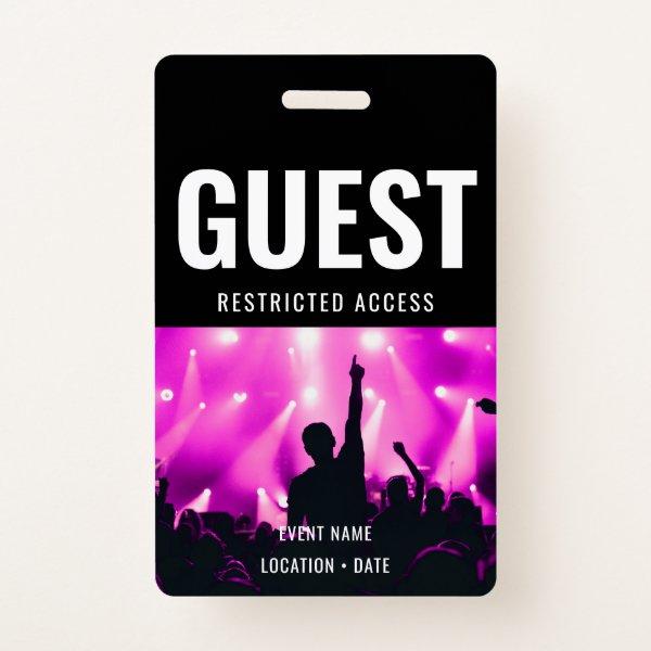 Guest Custom Name All Access Pass ConcertStaff Cus Badge