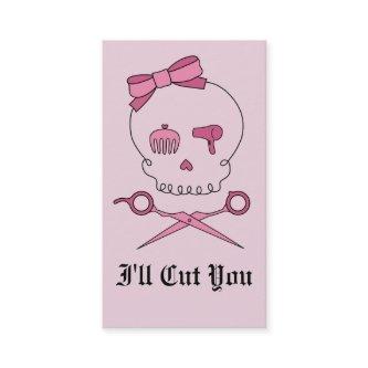 Hair Accessory Skull & Scissor Crossbones (Pink) Appointment Card