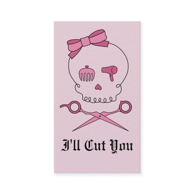 Hair Accessory Skull & Scissor Crossbones (Pink) Appointment Card