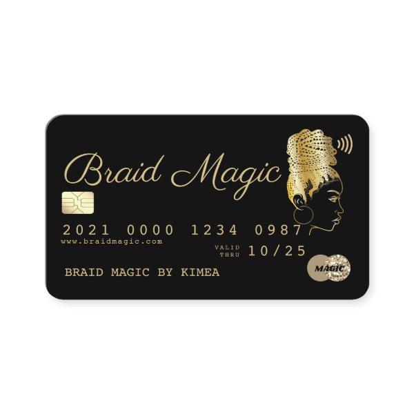 Hair Braider Braiding Salon Black & Gold Credit Bu