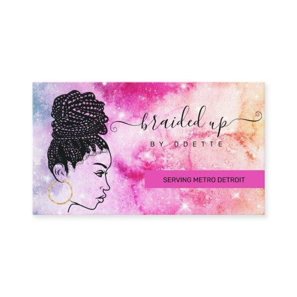 Hair Braiding Braider Stylist Watercolor Galaxy