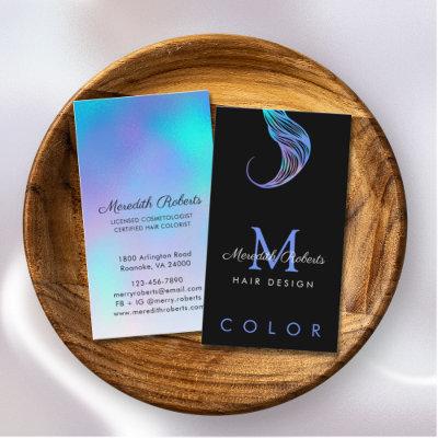 Hair Colorist Stylist Opal Blue on Black Monogram