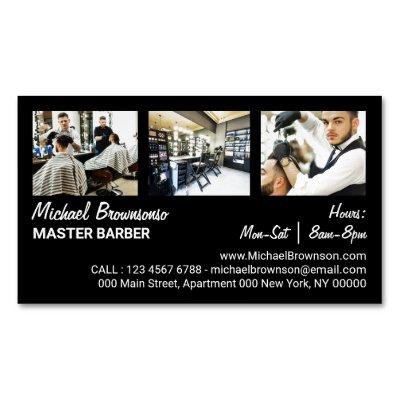 Hair Cut Salon with Three Custom Photo Barber  Magnet