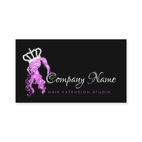 Hair Extension Hair Stylist Bright Pink Crown VIP Appointment Card