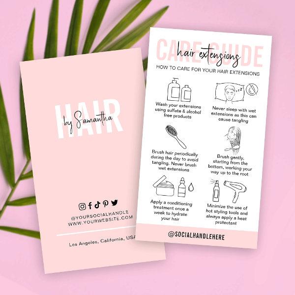 Hair Extensions Care Instructions Blush Pink Logo