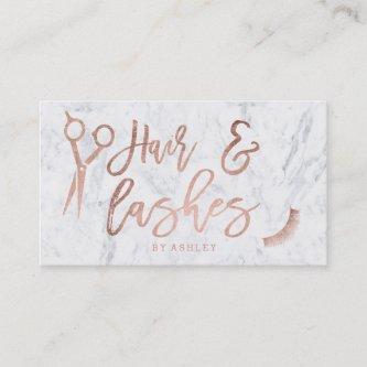 Hair lashes script rose gold typography marble 2