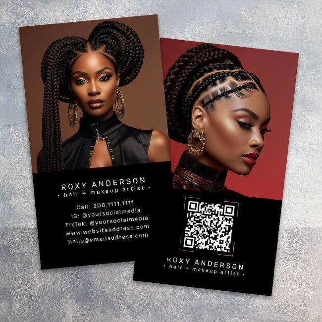 Hair Makeup Artist Modern Black QR Code