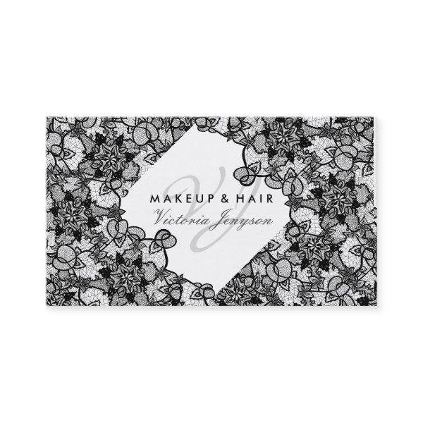 Hair makeup floral black hand drawn lace pattern