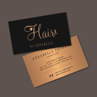 Hair salon glam black gold metallic hairstylist