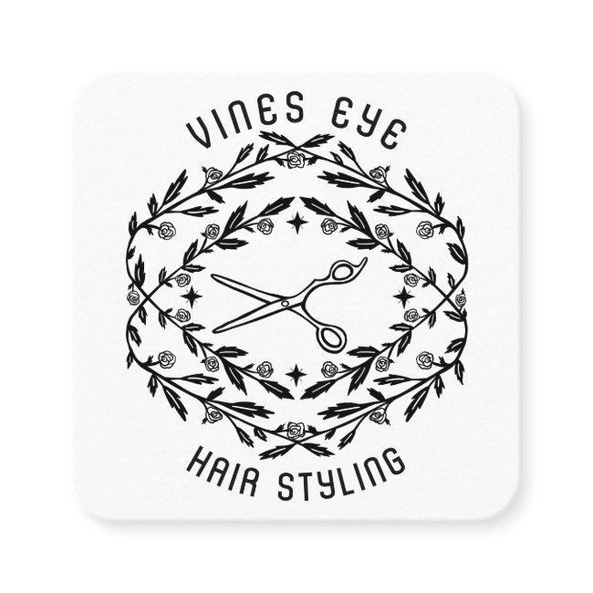 Hair Salon Scissors Roses Vines Magical Boho Luxe Square